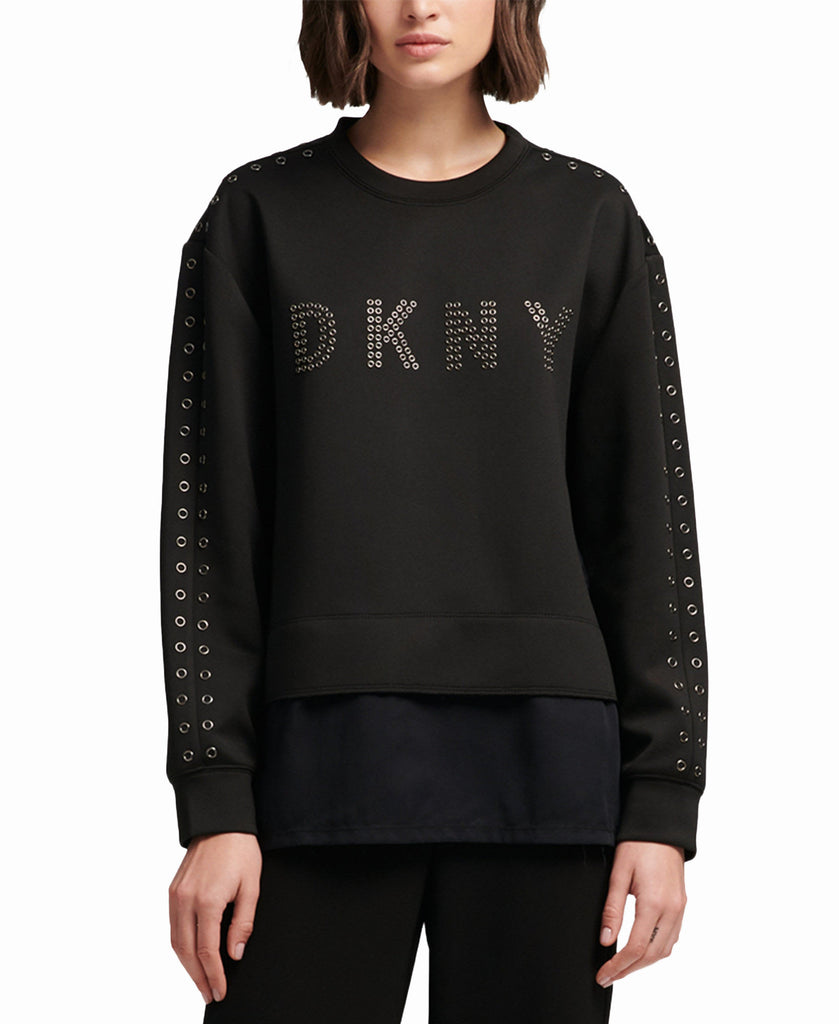 DKNY Women Grommet Logo Top Black