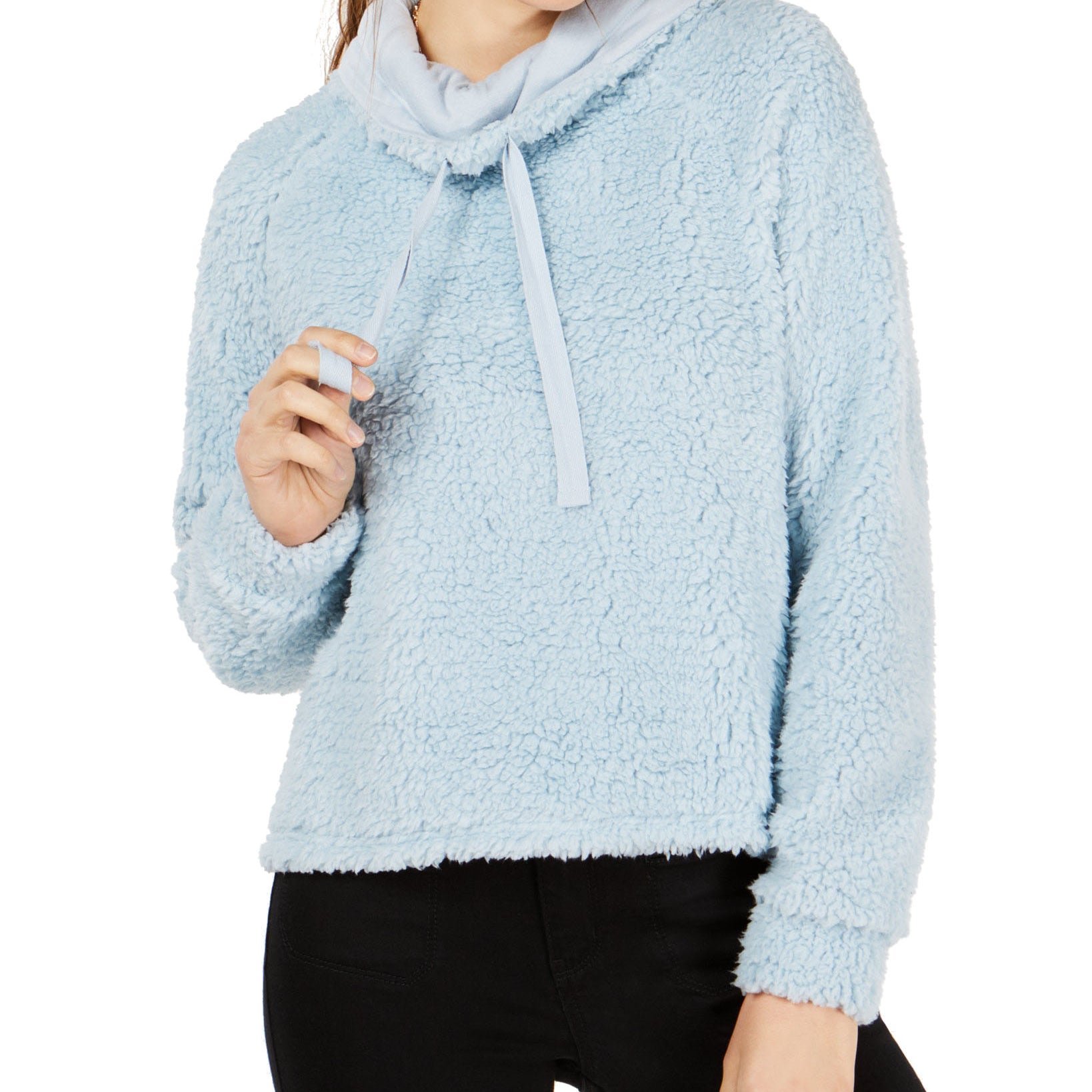 Hippie Rose Funnel Neck Fleece Top Celestial Blue