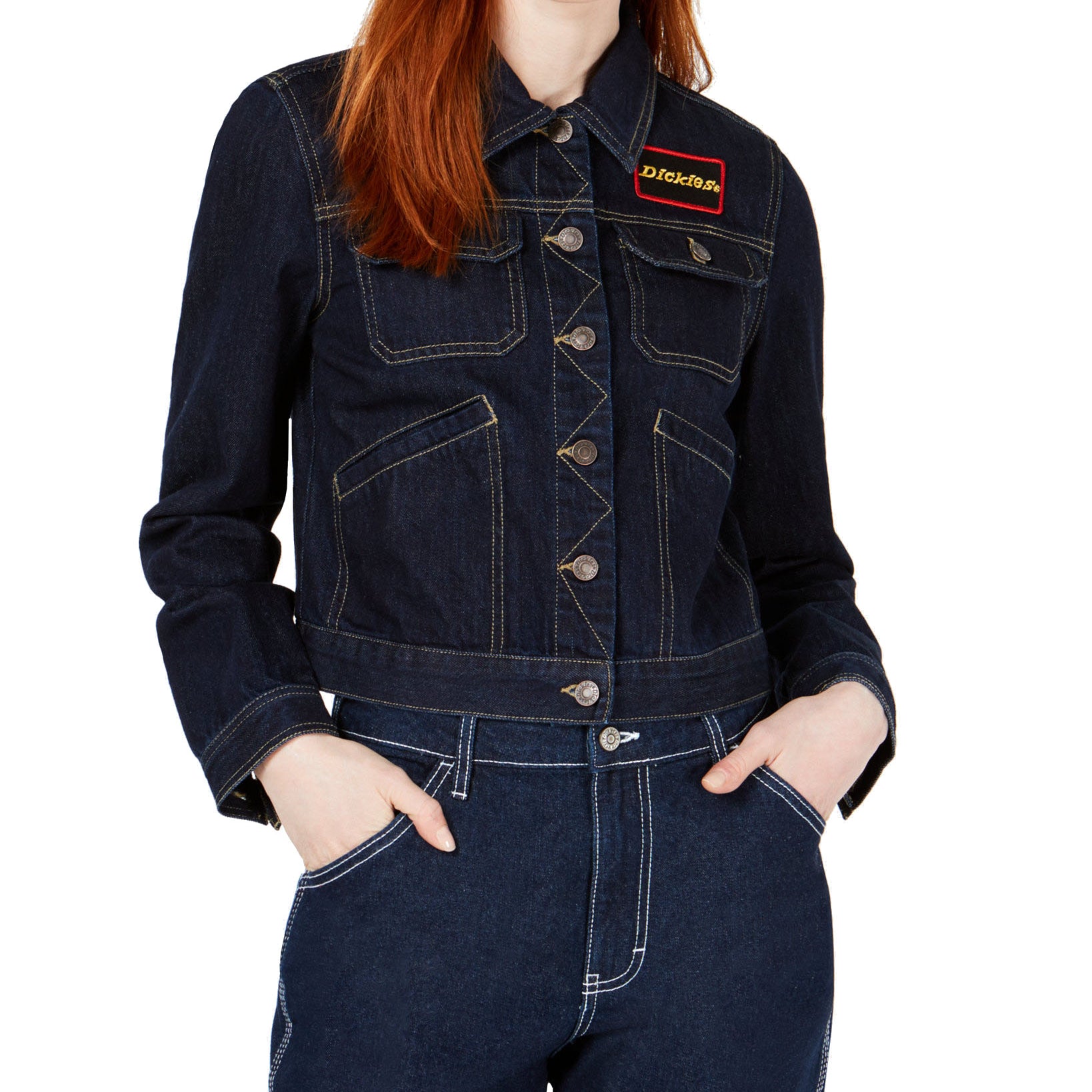 Dickies Juniors Cotton Convoy Logo Jean Jacket Dark Rinse