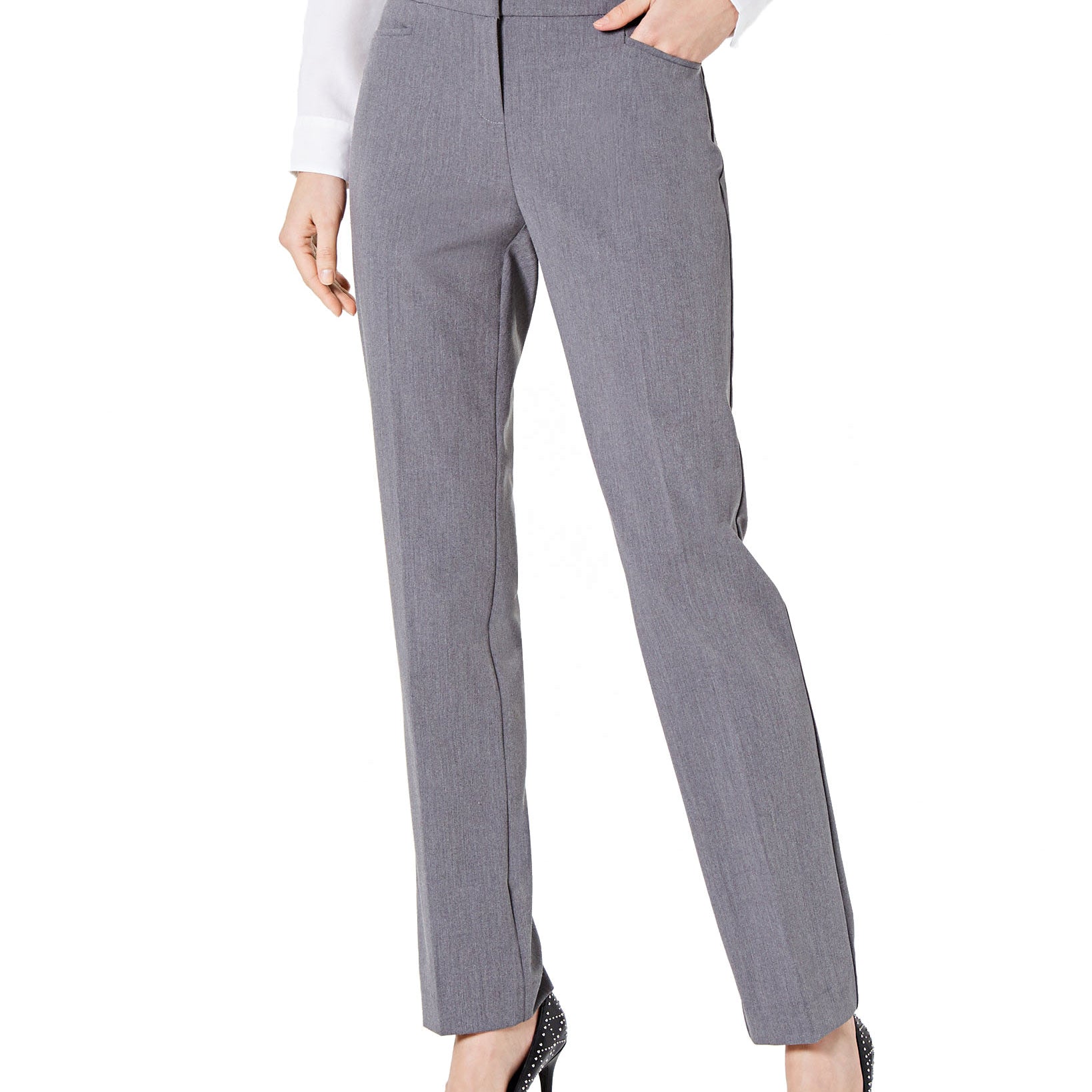 Alfani Women Essential Straight Leg Pants Pepper Grey
