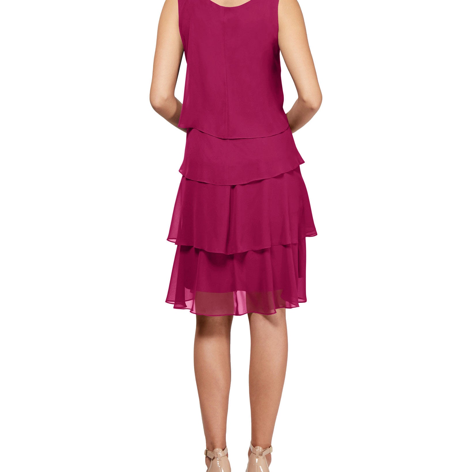 SL Fashions Women Tiered Chiffon Dress