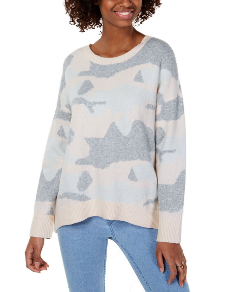 Ultra Flirt Camo Pullover Sweater Gardenia Combo