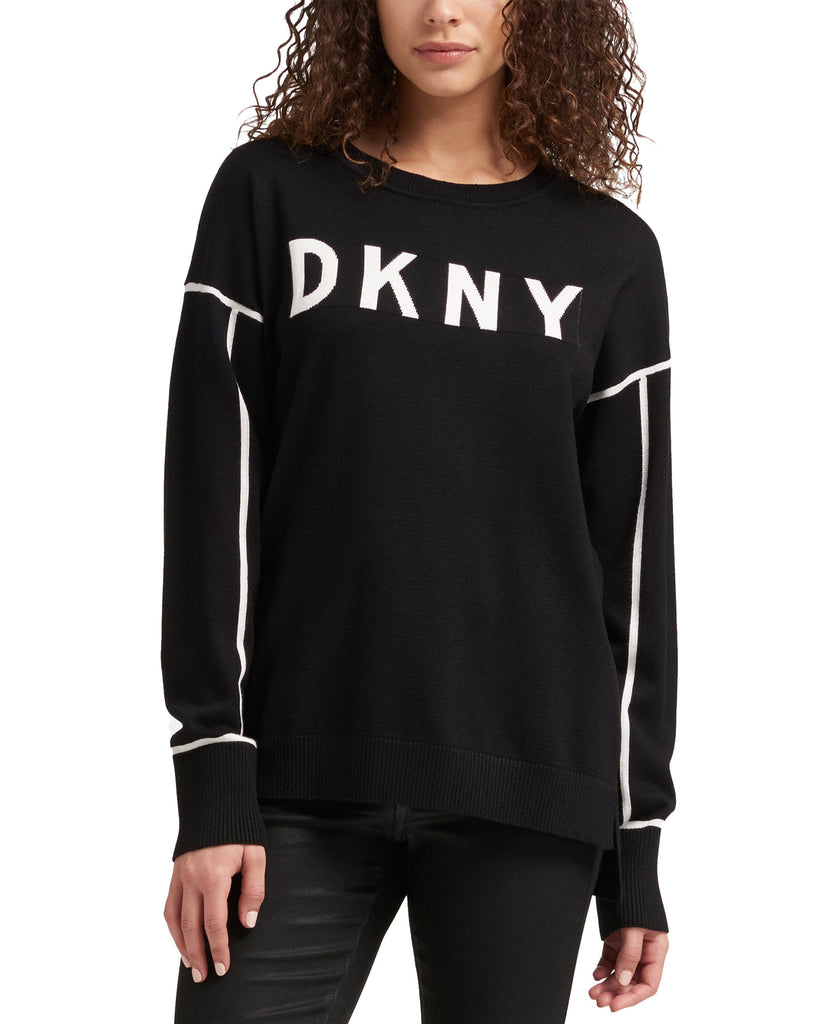 DKNY Women Logo Sweater Black Ivory