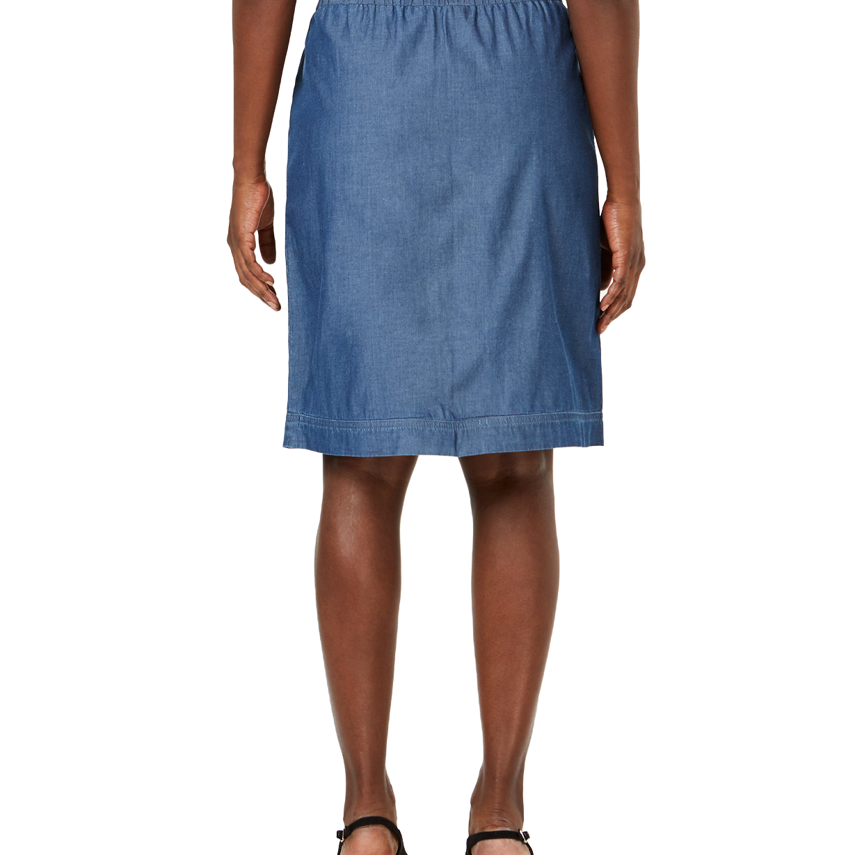 Karen Scott Women Cotton Chambray Pull On Skirt