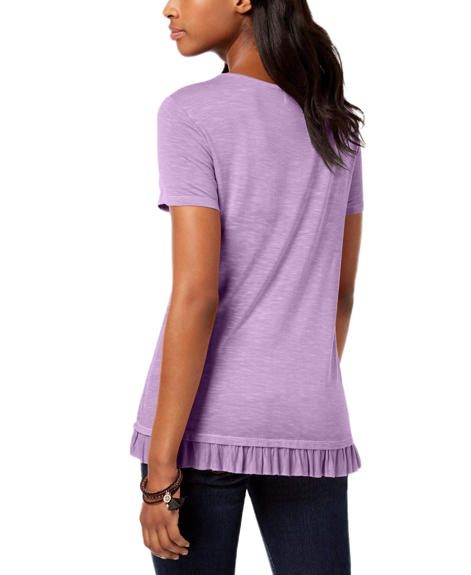 Style & Co Women Ruffled Hem Top