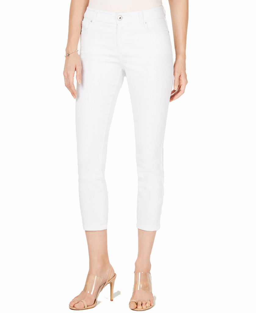 INC International Concepts Women Petite Essentials Skinny Cropped Jeans White