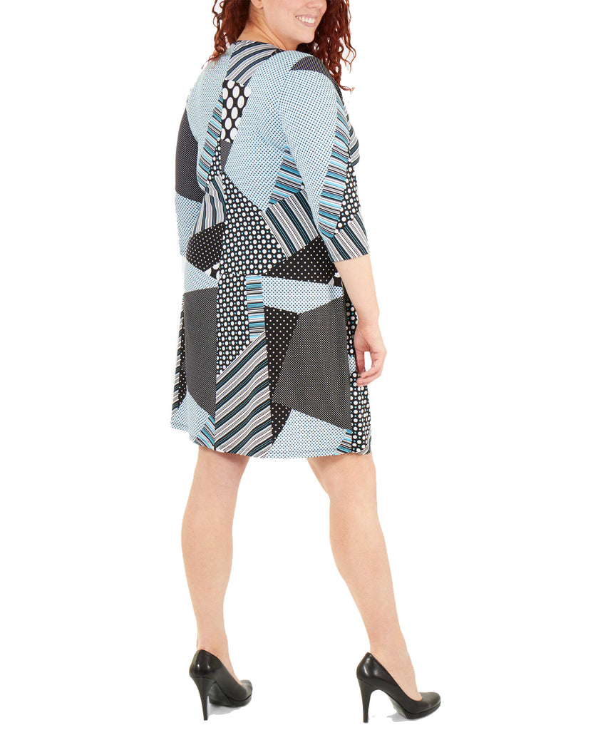 NY Collection Women Plus Printed Tie Front Wrap Dress