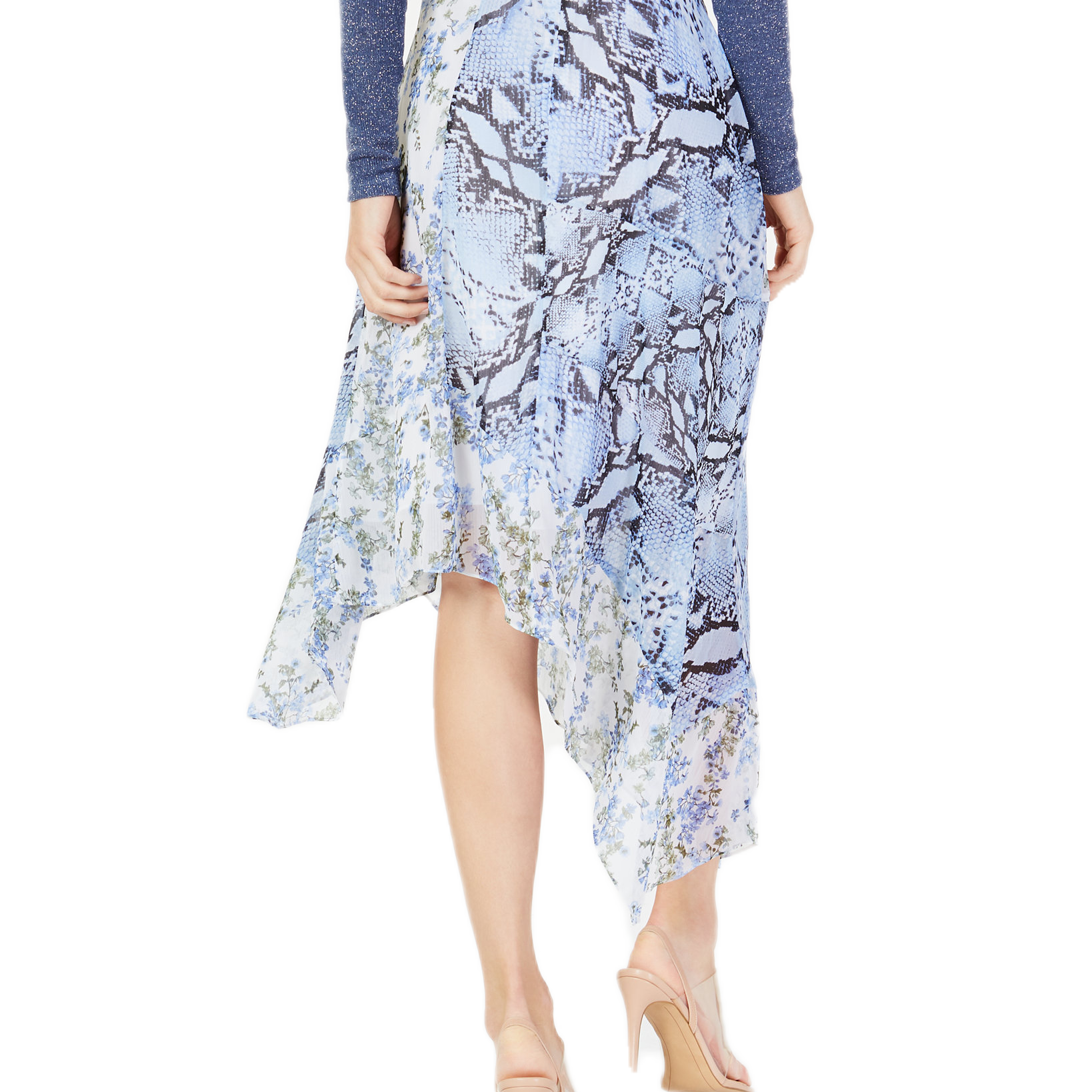 INC International Concepts Women Asymmetrical Printed Midi Skirt