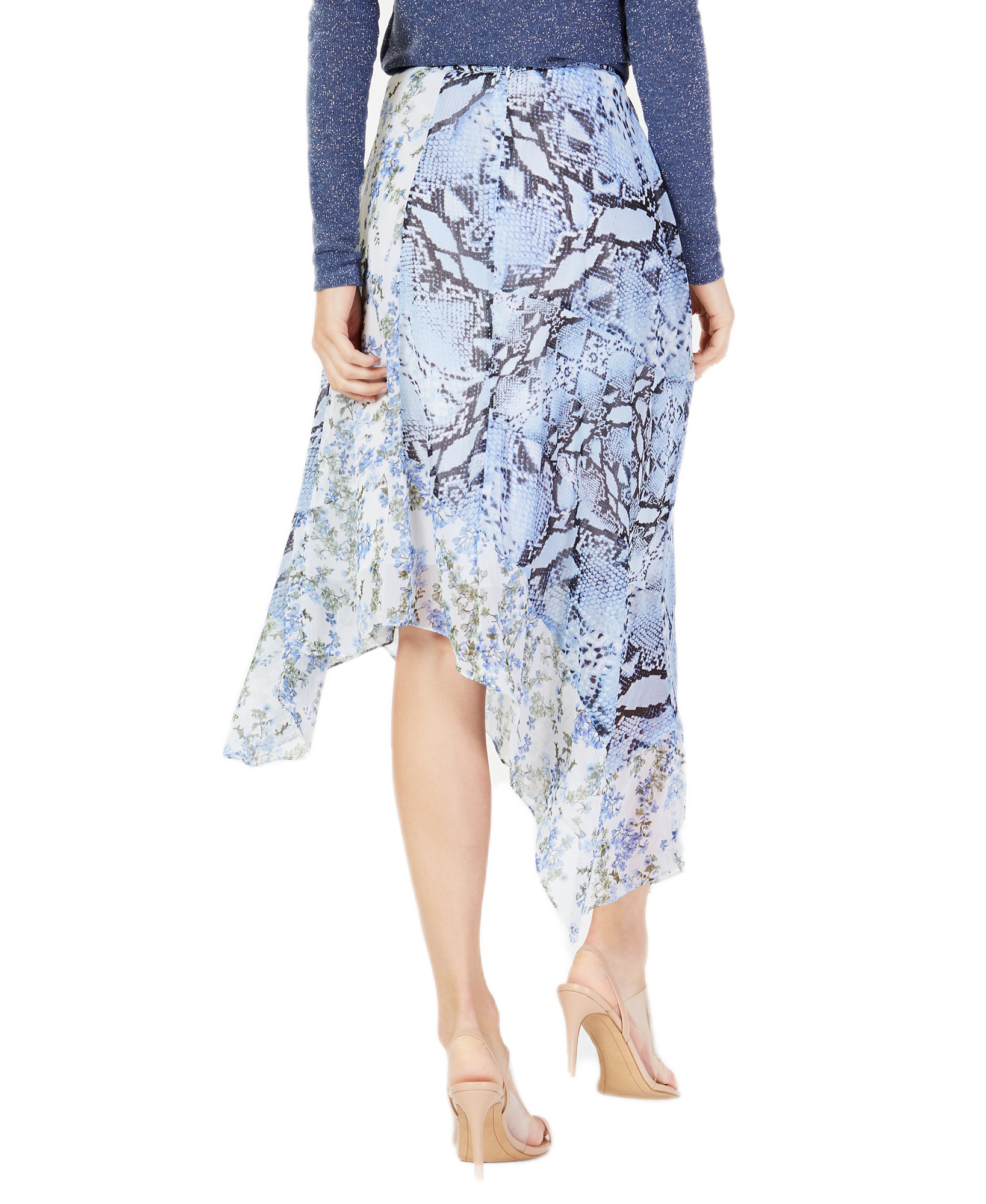 INC International Concepts Women Asymmetrical Printed Midi Skirt