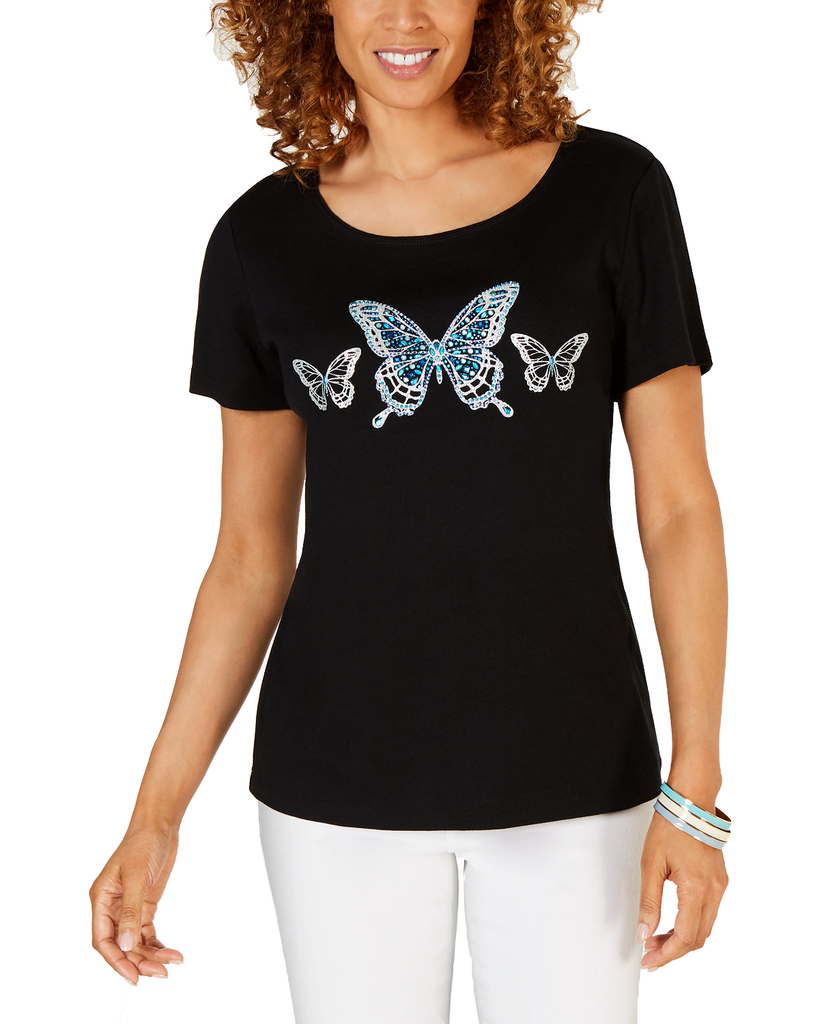 Karen-Scott-Petite-Cotton-Embellished-Butterfly-Top-Deep-Black
