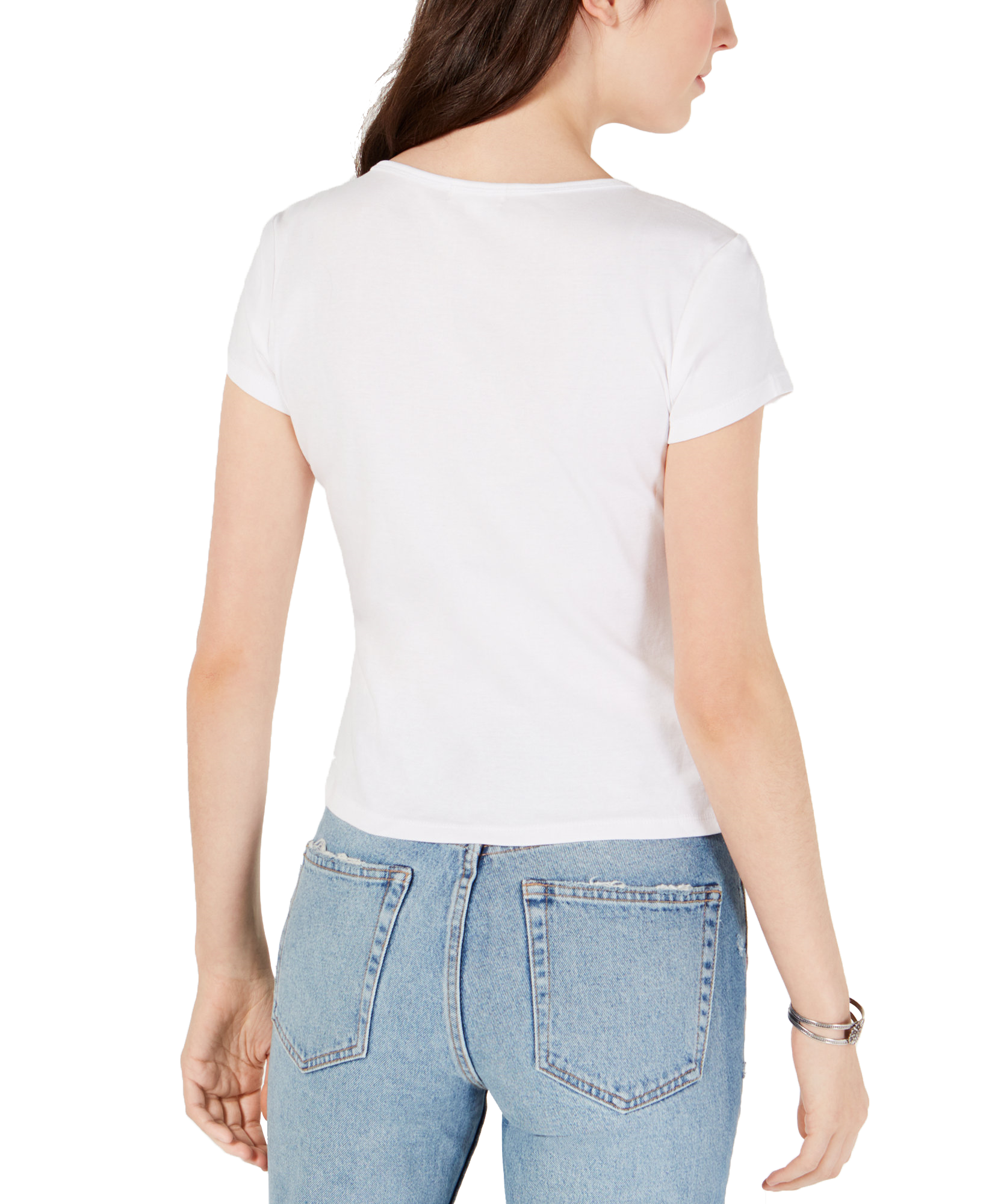 Ultra Flirt Women Cotton V Neck Baby T Shirt
