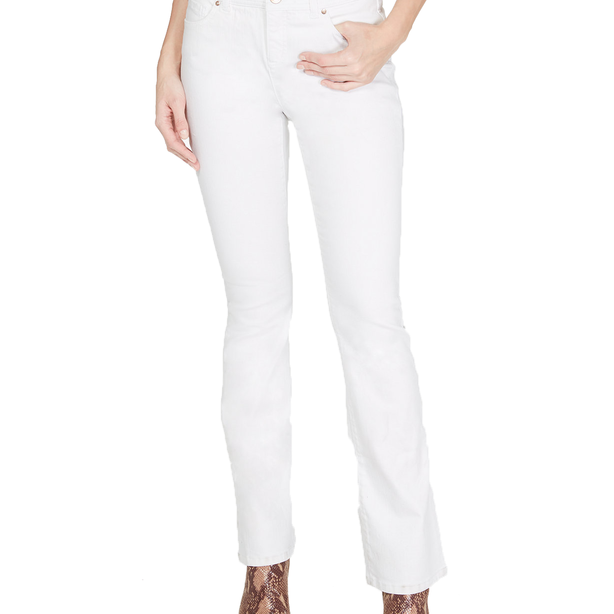 INC International Concepts Women Petite White Boot Cut Jeans