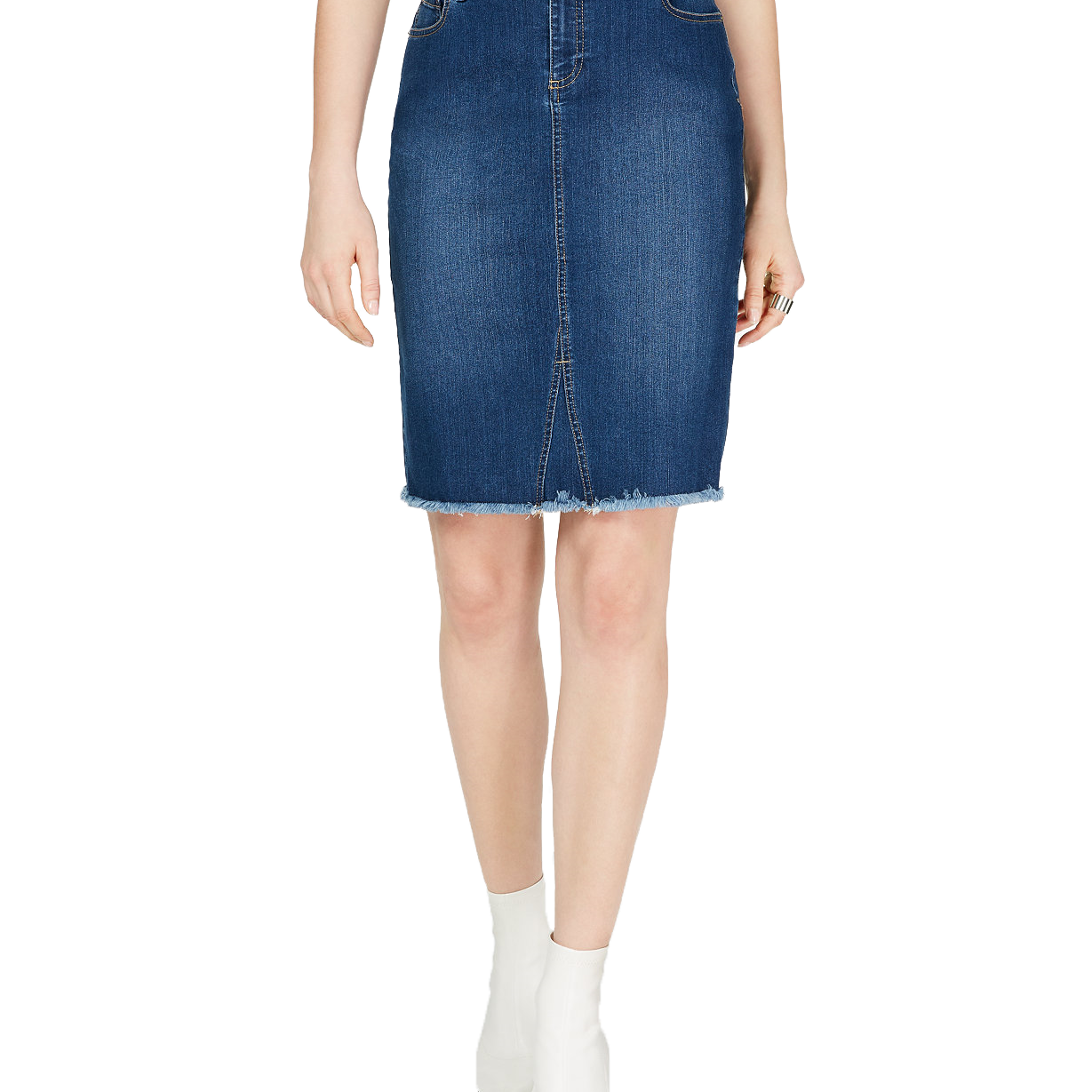 INC International Concepts Women Raw Edge Jean Skirt Midnight Indigo