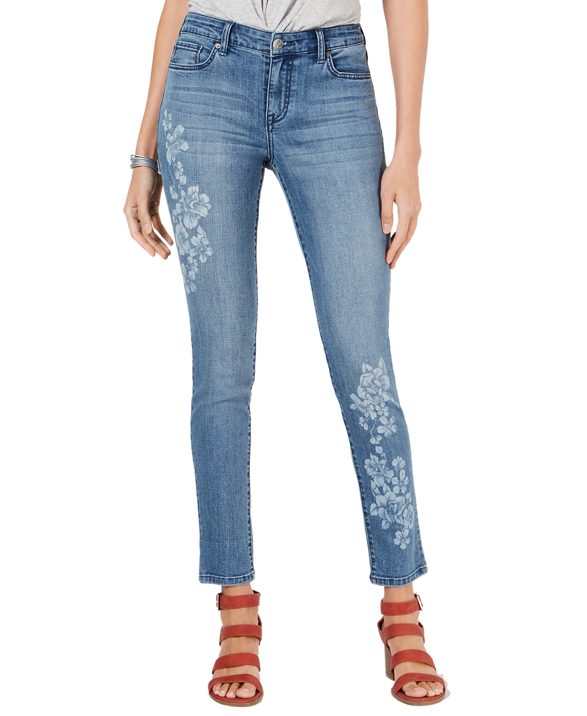 Style & Co Women Floral Embellished Skinny Jeans Tyler