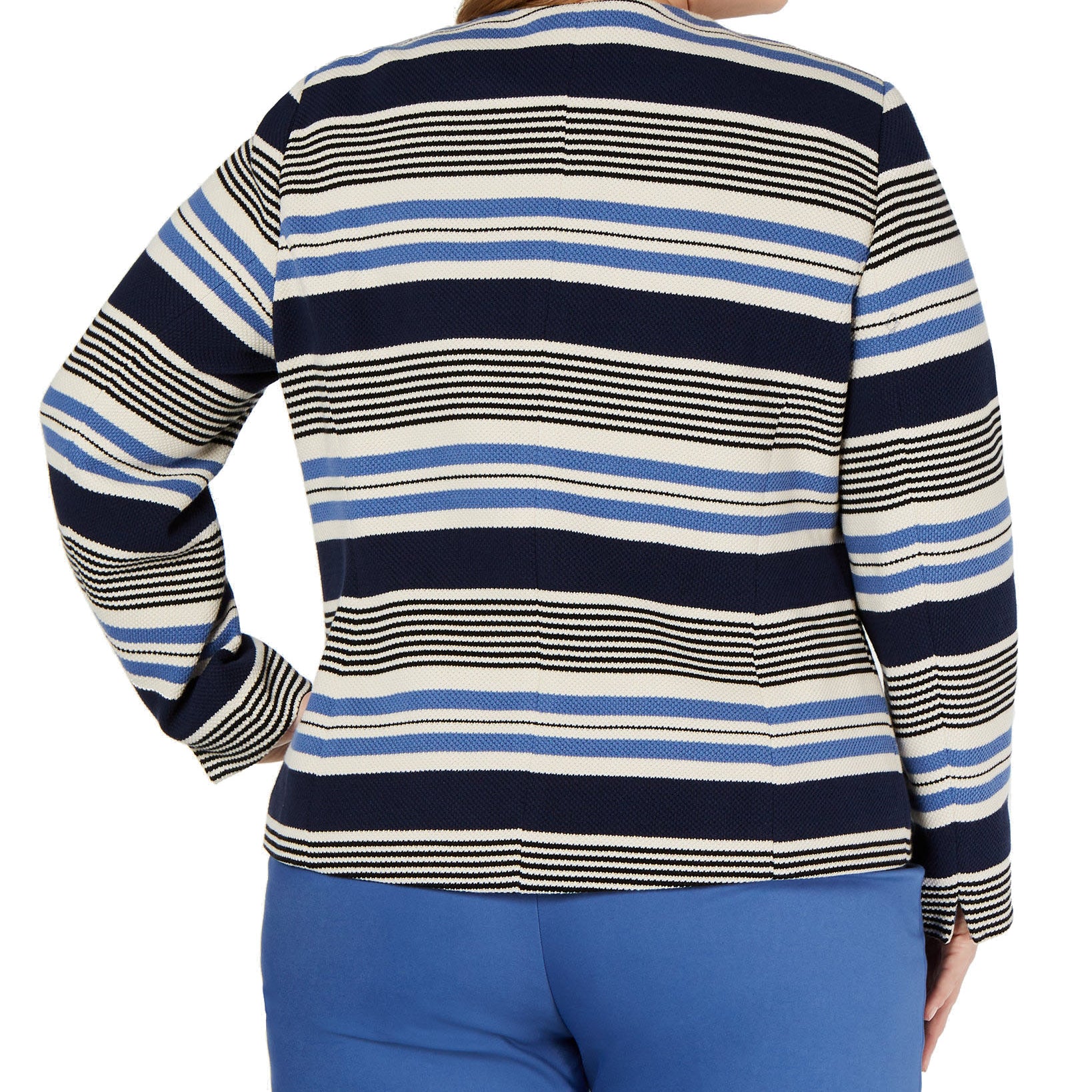 Anne Klein Women Plus Striped Tulip Jacket