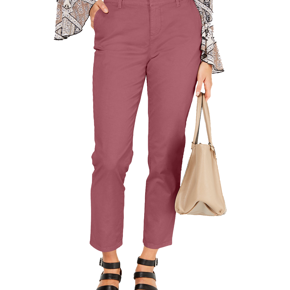 Style & Co Women Chino Pants Red Salmon