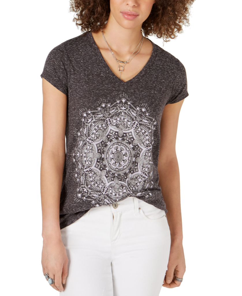 Style & Co Women Graphic Print T Shirt Aztec Pinwheel