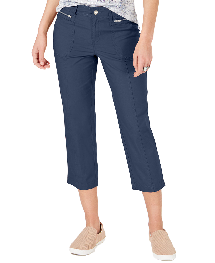 Style & Co Women Petite Cuffed Capri Pants New Uniform Blue