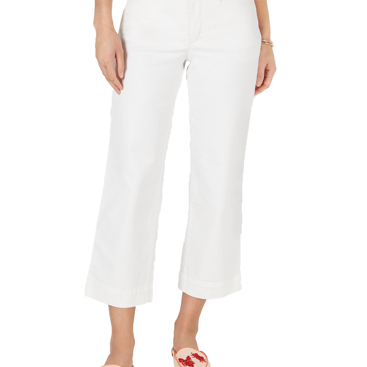 Charter Club Women High Rise Wide Leg Cropped Jeans Bright White