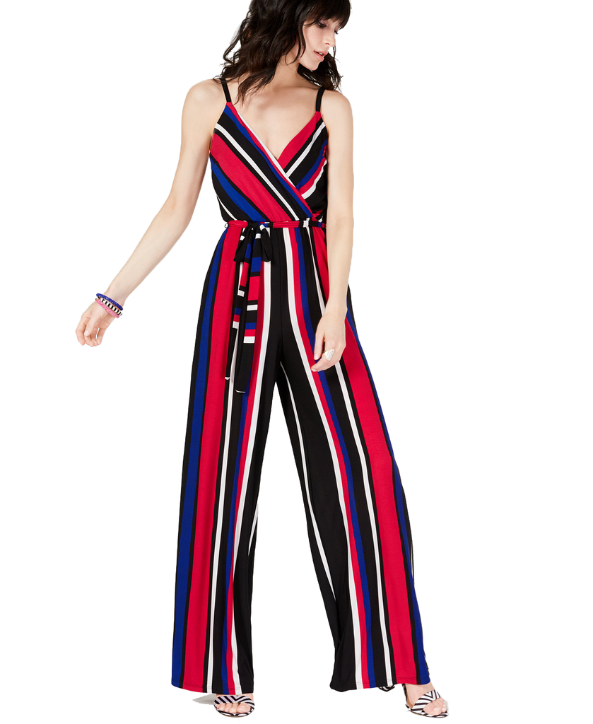 INC International Concepts Women Petite Striped Jumpsuit Mix Match Stripe
