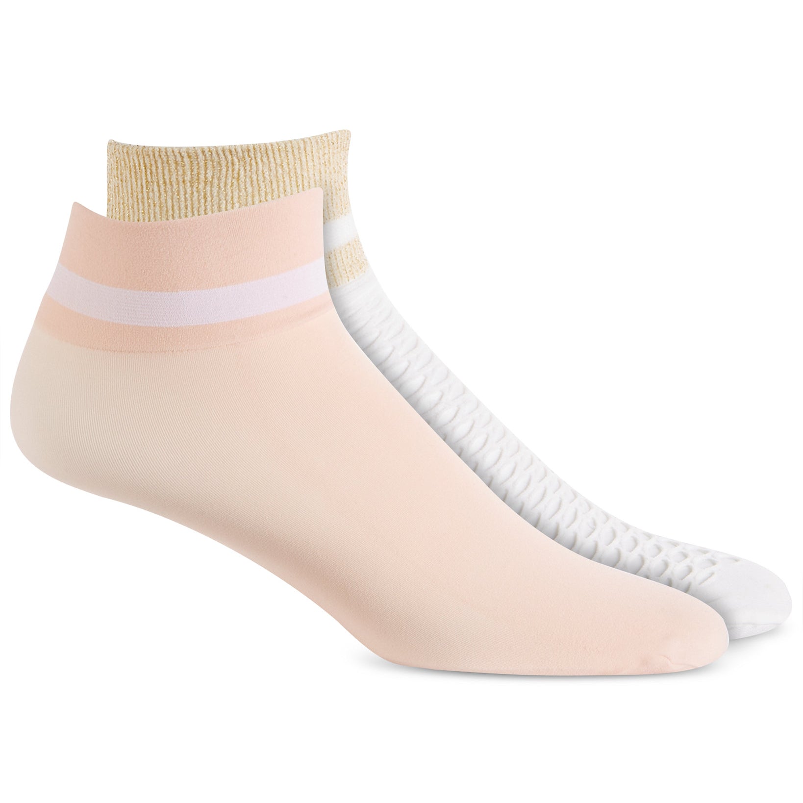 INC International Concepts Women 2 Pack Varsity Fashion Socks Pink Stripe
