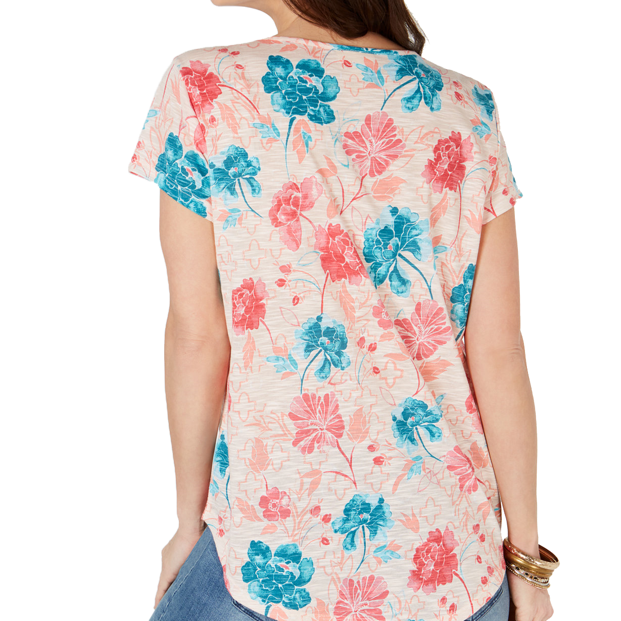 Style & Co Women Petite Crochet Trim Top