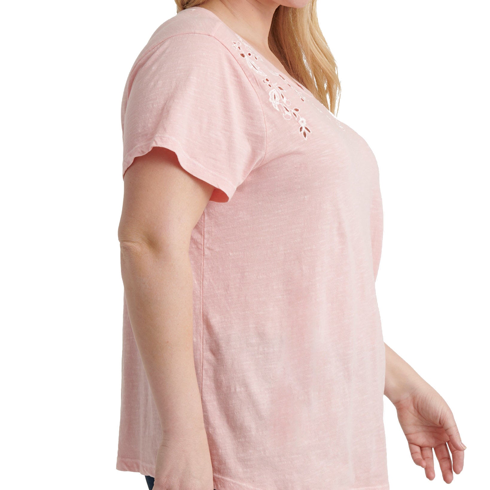Lucky Brand Women Plus Cotton Eyelet Top