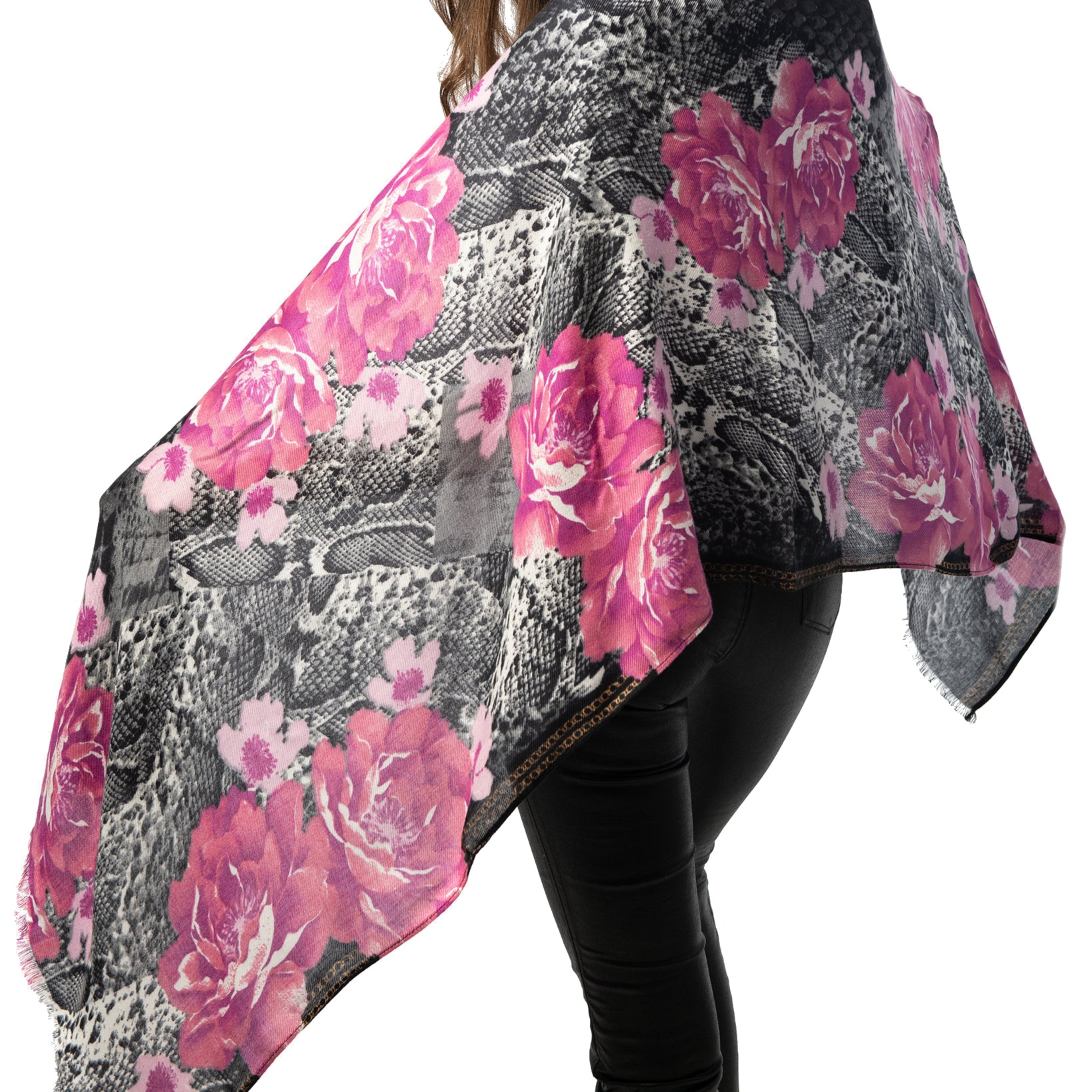 INC International Concepts Scarf Python Print Rose Soft Wrap