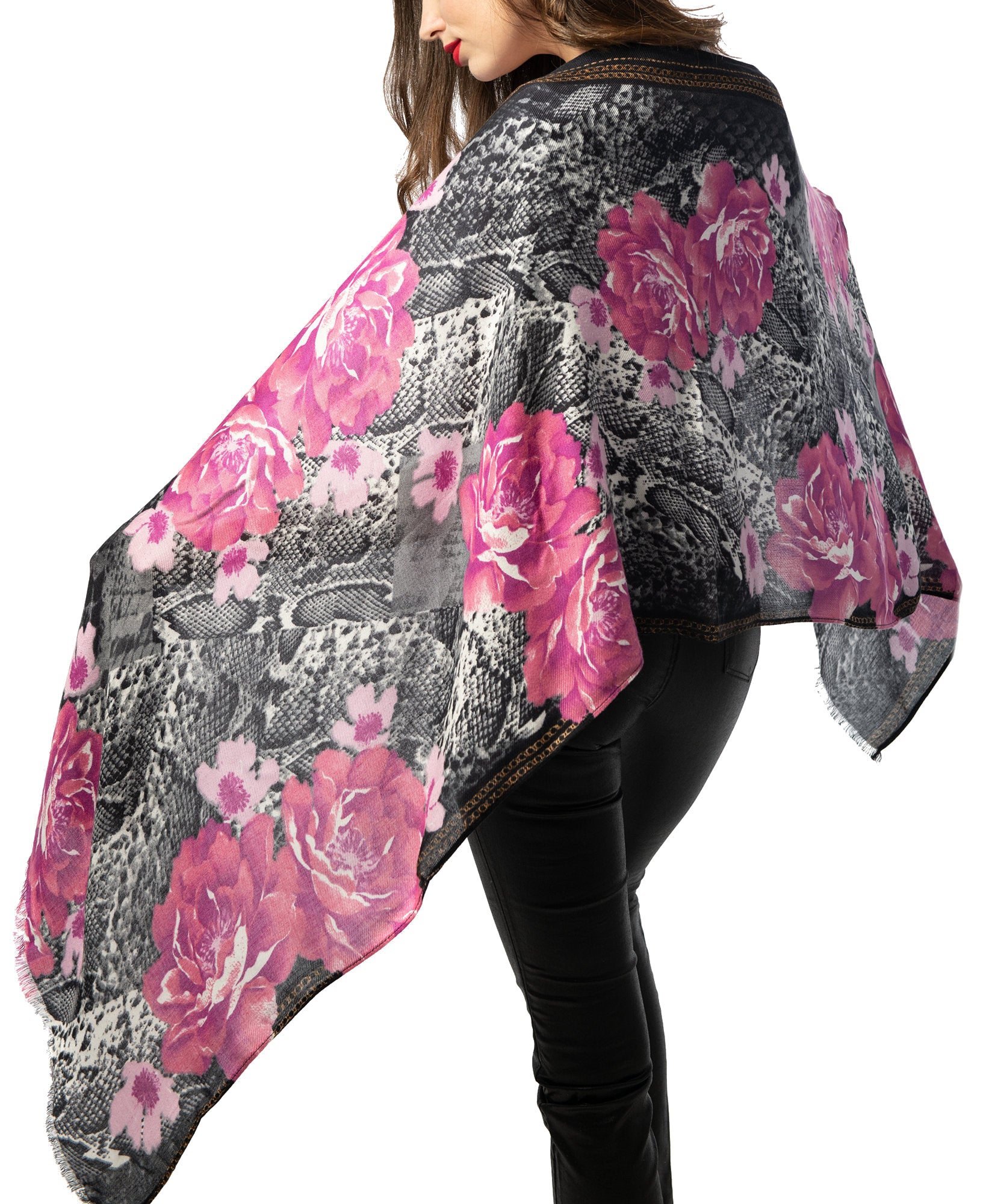 INC International Concepts Scarf Python Print Rose Soft Wrap