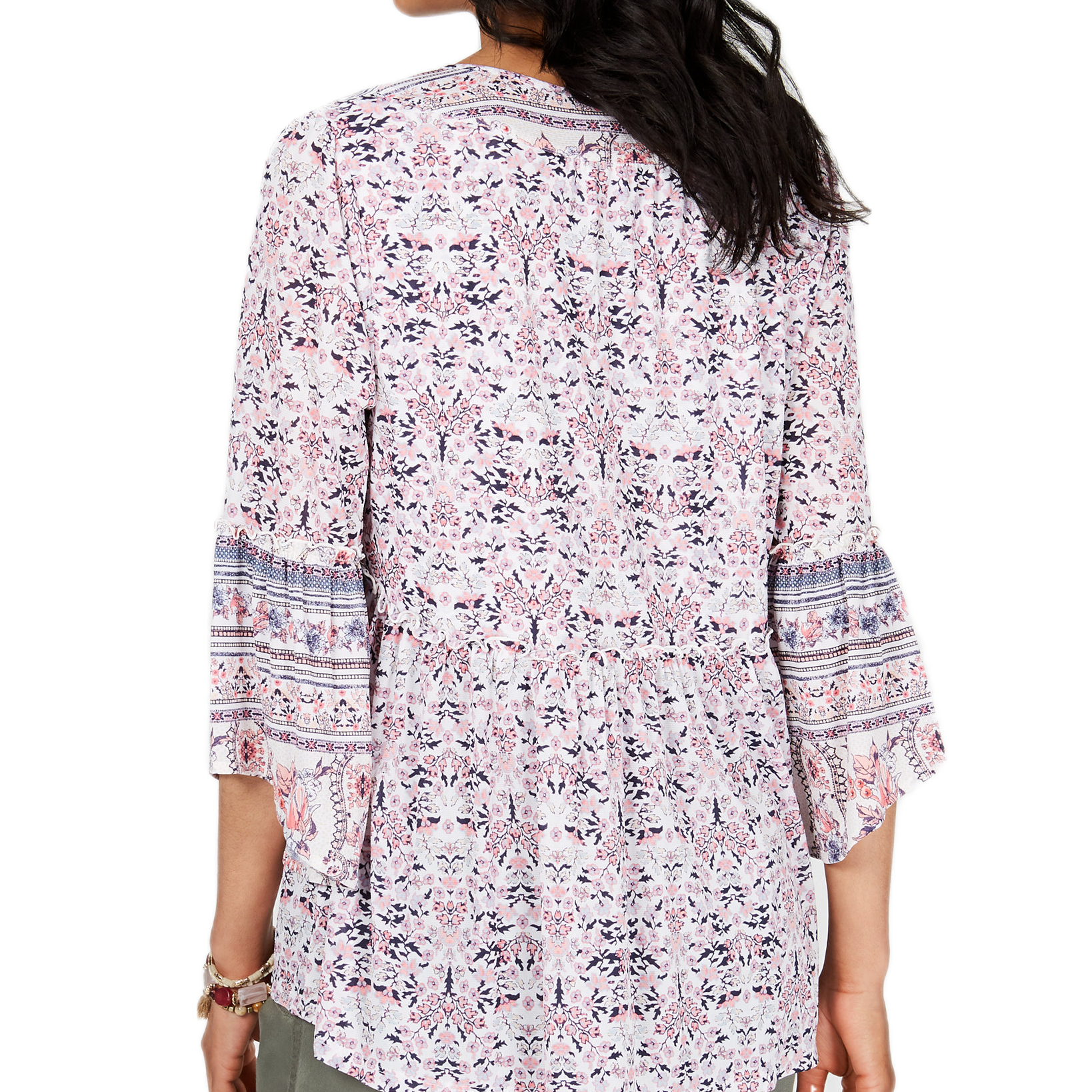 Style-&-Co-Women-Petite-Printed-Mesh-Lantern-Sleeve-Top