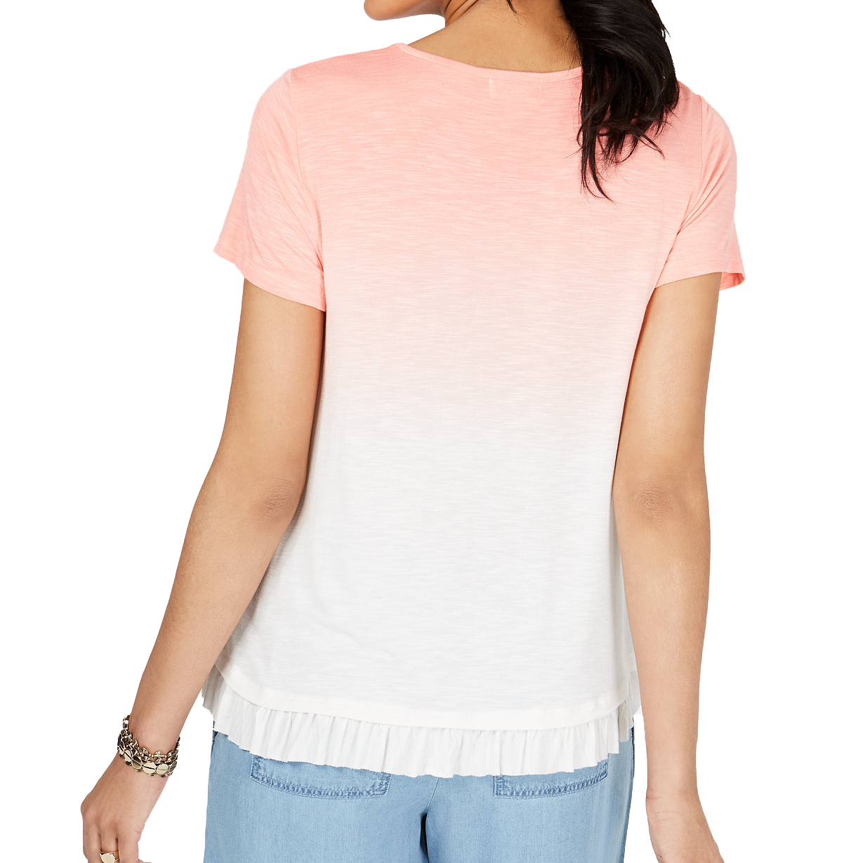 Style & Co Women Ombré Ruffled Hem Top