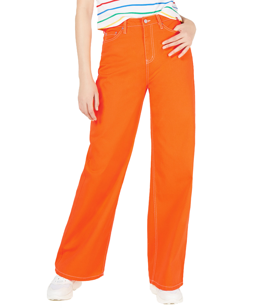 Dickies Women Cotton High Waisted Wide Leg Jeans Solar Orange