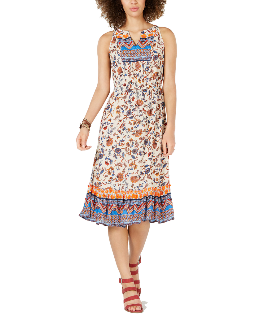 Style & Co Women Petite Paisley Flower Midi Dress Summertime Mix