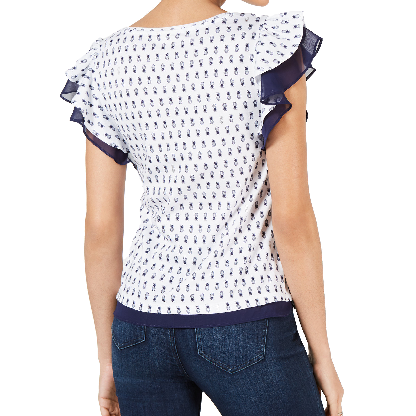 Maison Jules Women Printed Flutter Sleeve Top
