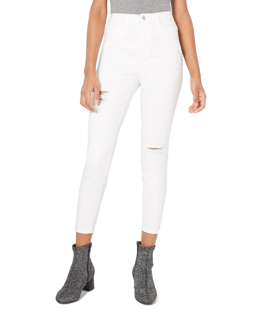 Vanilla Star Women Ripped Skinny Ankle Jeans White