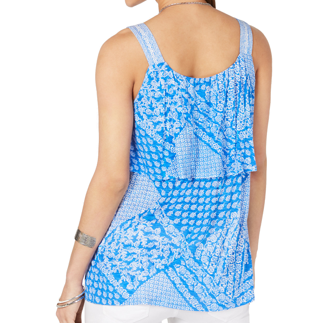 Style & Co Women Printed Flounce Tank Top