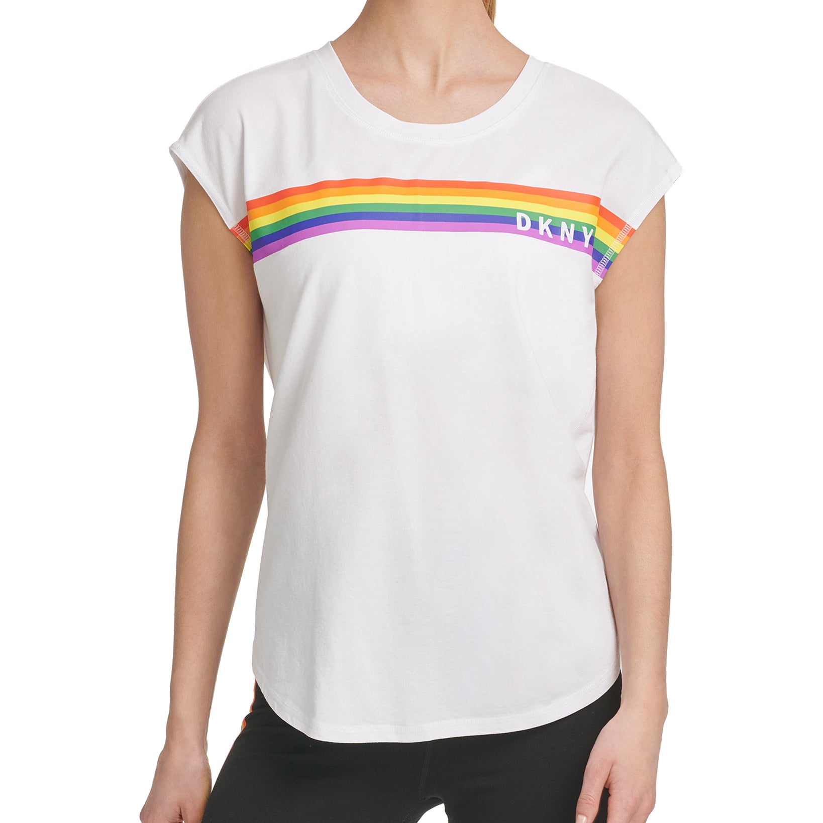 DKNY Women Rainbow Logo T Shirt White
