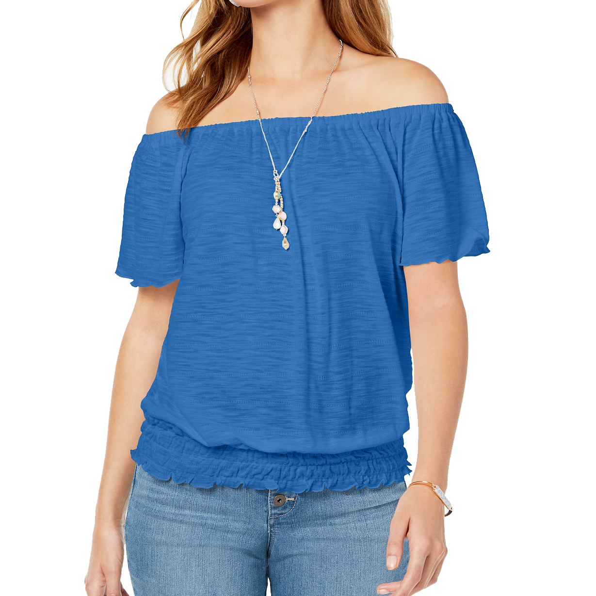 Style & Co Women Convertible Off The Shoulder Top Beach Blue