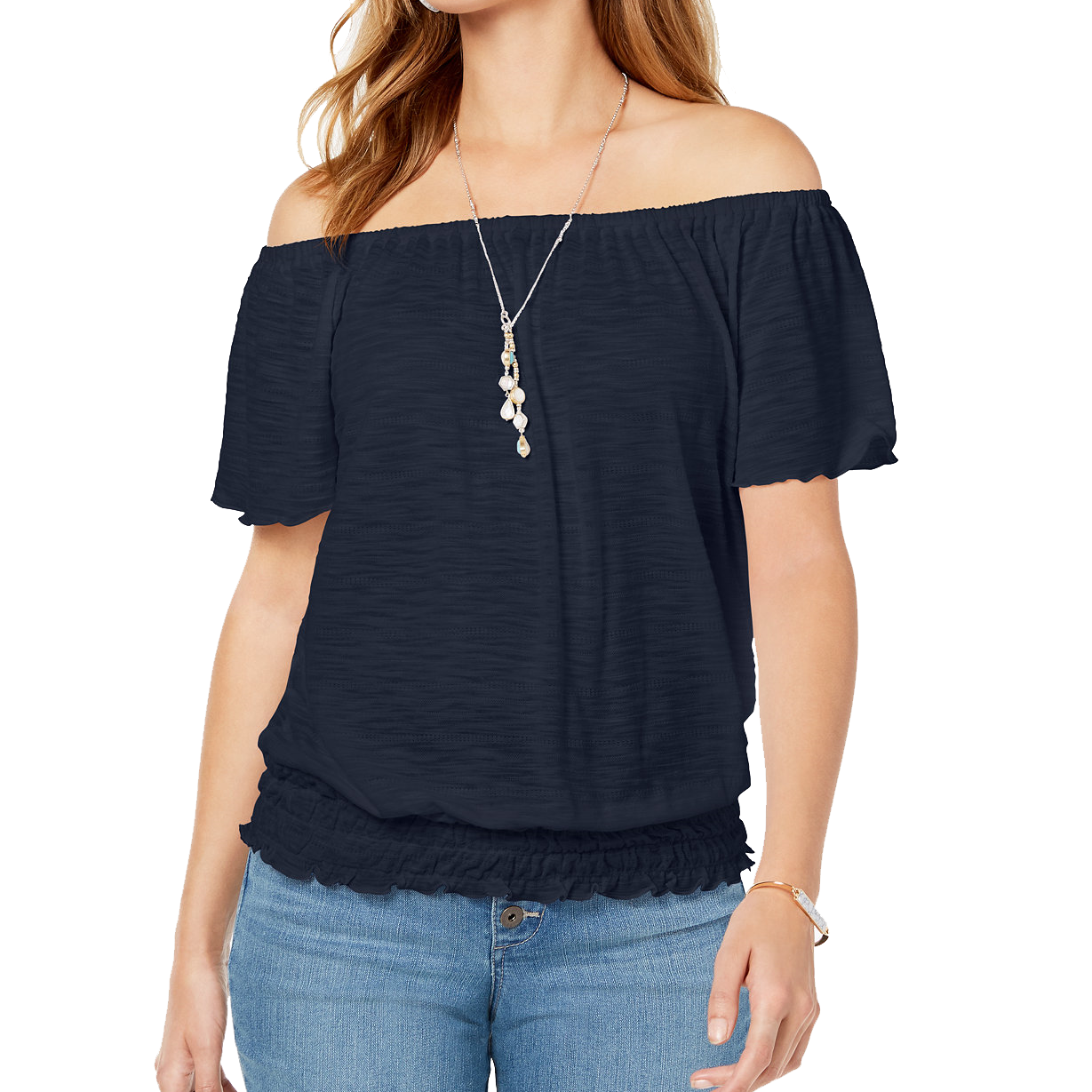 Style & Co Women Convertible Off The Shoulder Top Industrial Blue