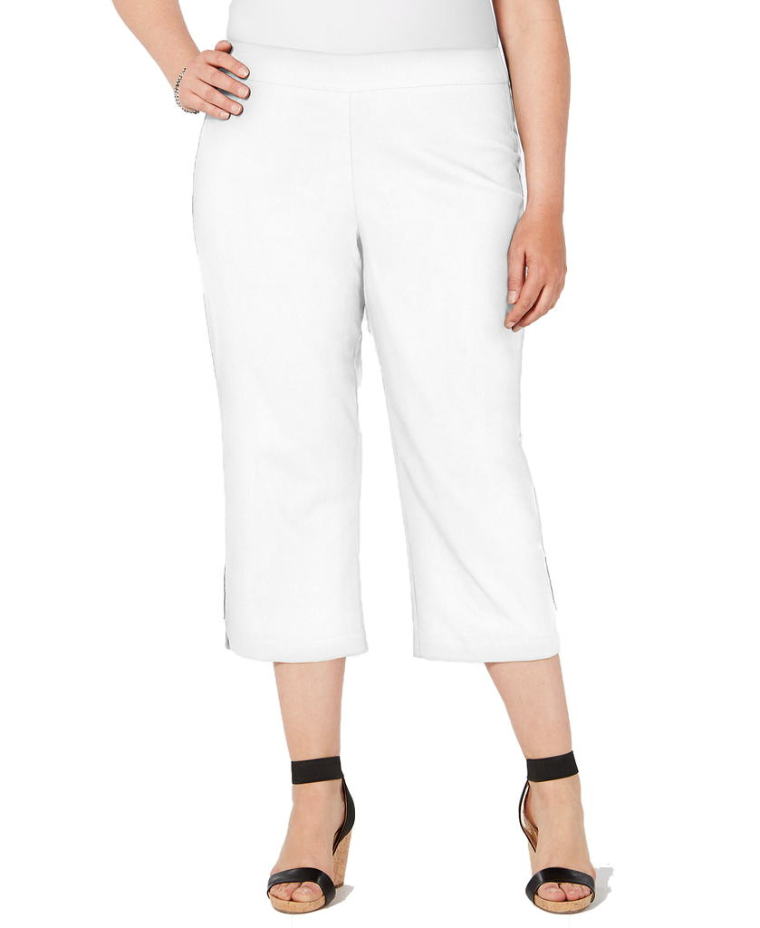 JM Collection Women Plus Rhinestone Embellished Capri Pants