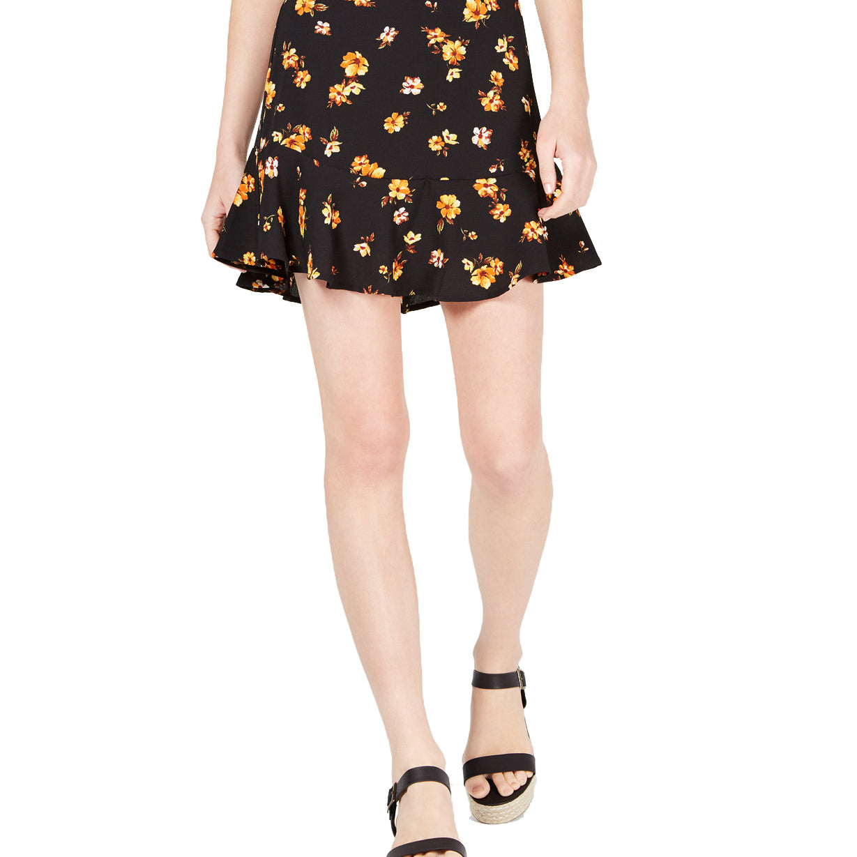 Gypsies & Moondust Women Printed Ruffle Hem Skirt Black