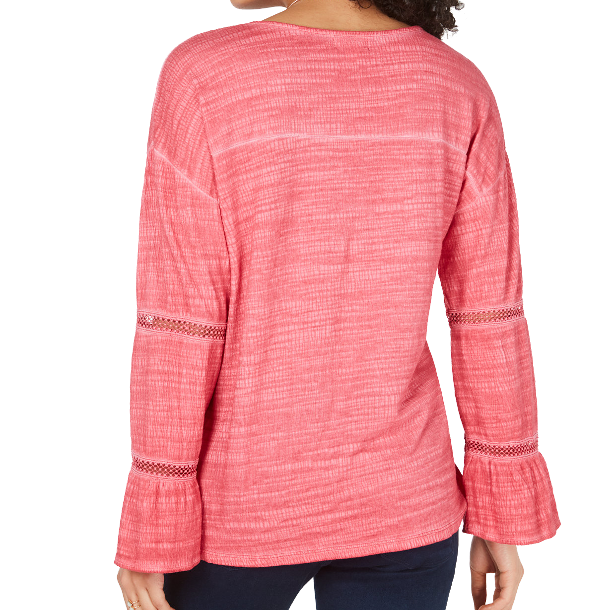 Style & Co Women Tiered Sleeve Button Up Top