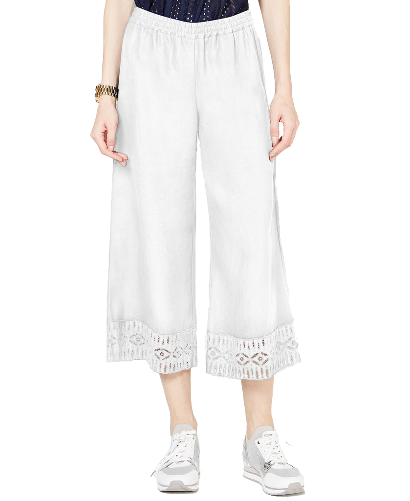 MICHAEL Michael Kors Women Lace Trim Cropped Pants White