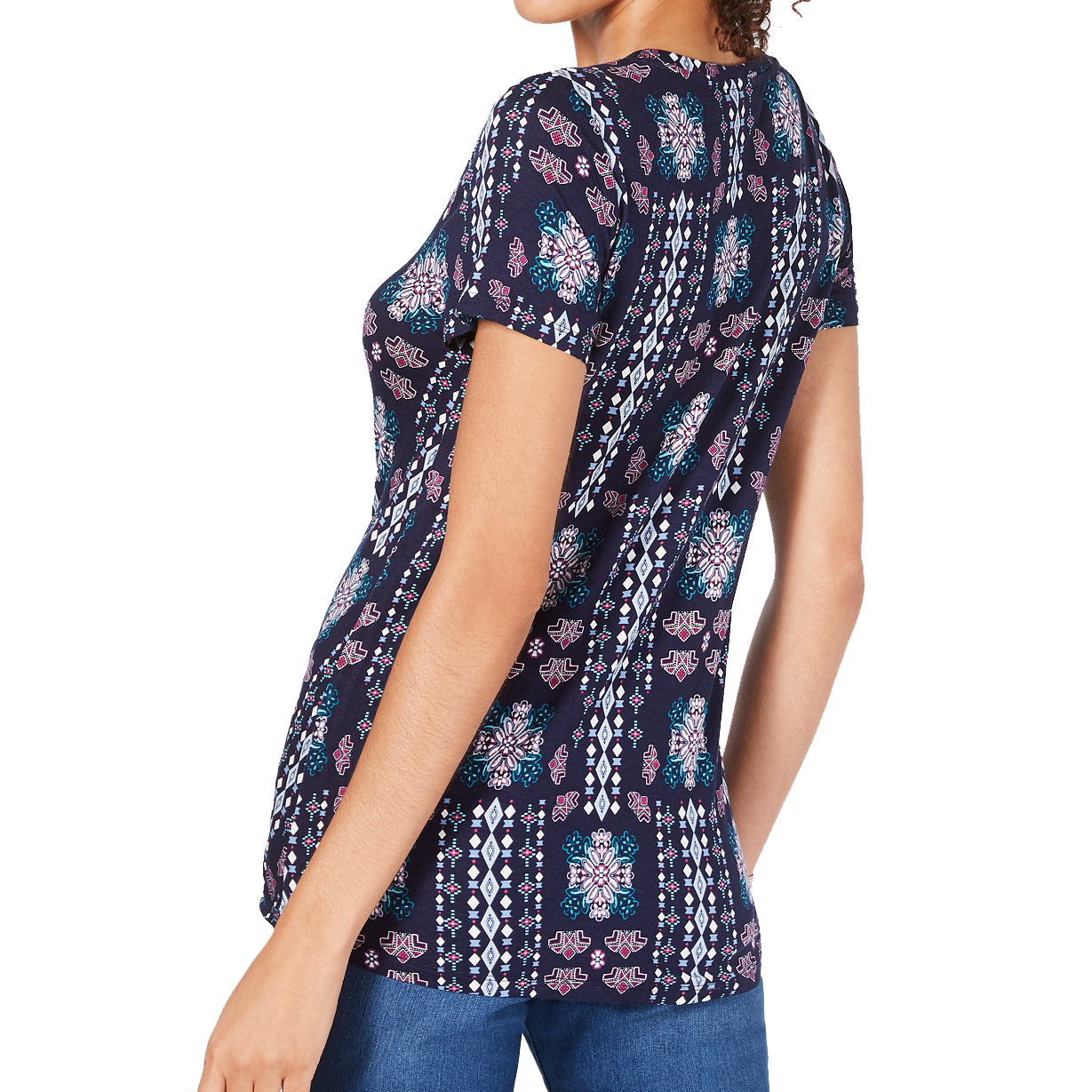 Style & Co Women Printed Knot Front Top