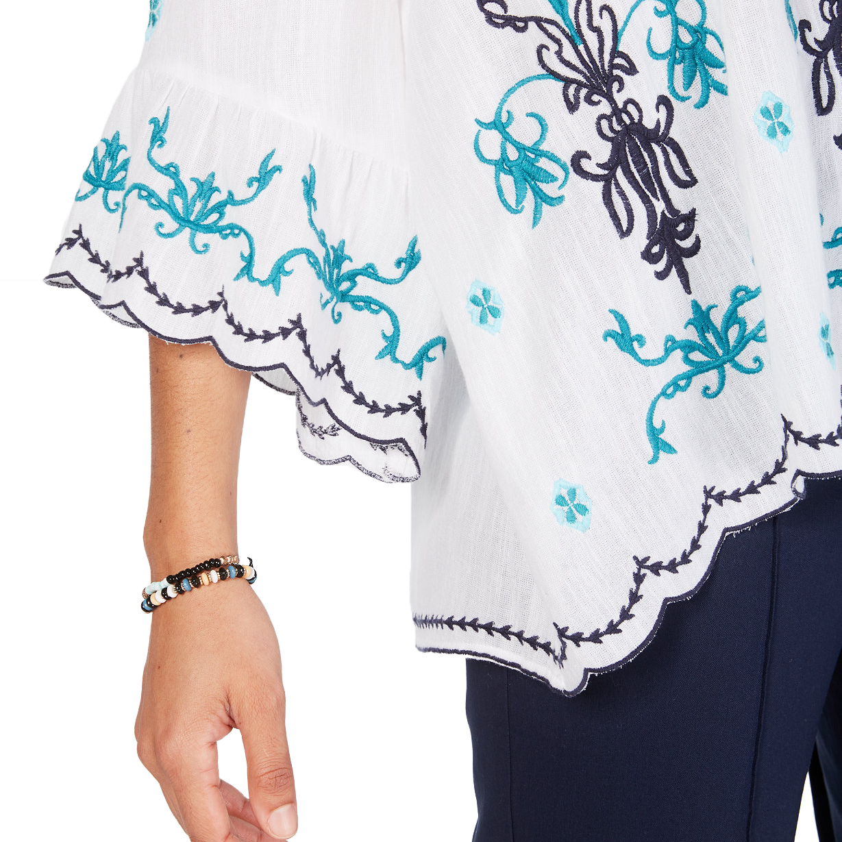 Style & Co Women Cotton Embroidered Convertible On Off The Shoulder Top