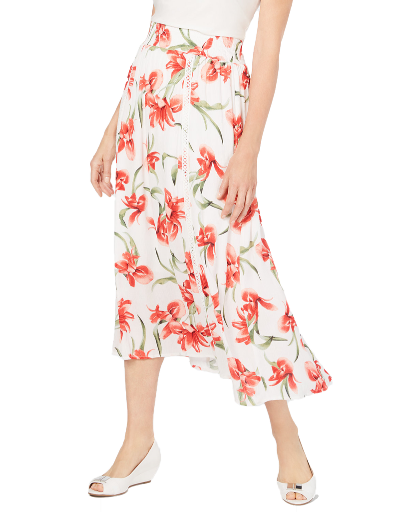 JM Collection Women Floral Print Gauze Skirt Vintage Orchard