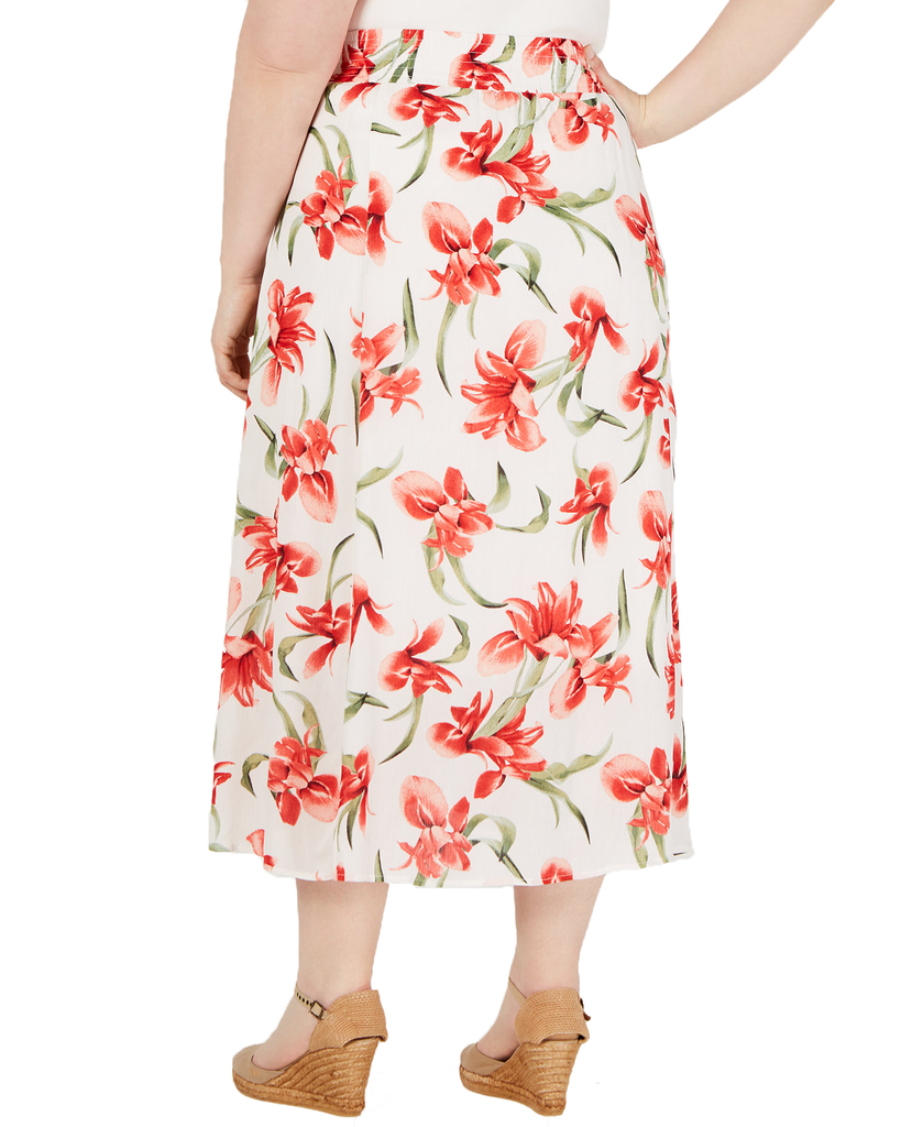 JM Collection Women Plus Floral Print A Line Skirt