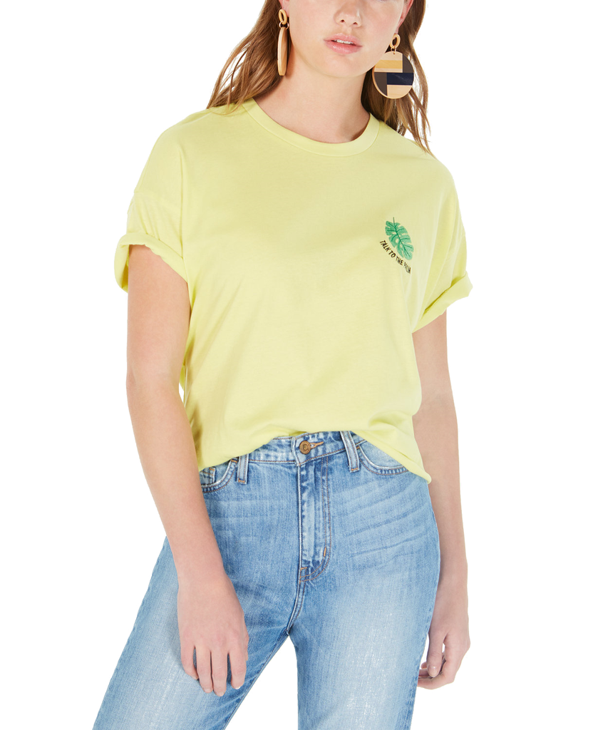 Rebellious One Women Talk To The Palm Graphic T Shirt Lime Light