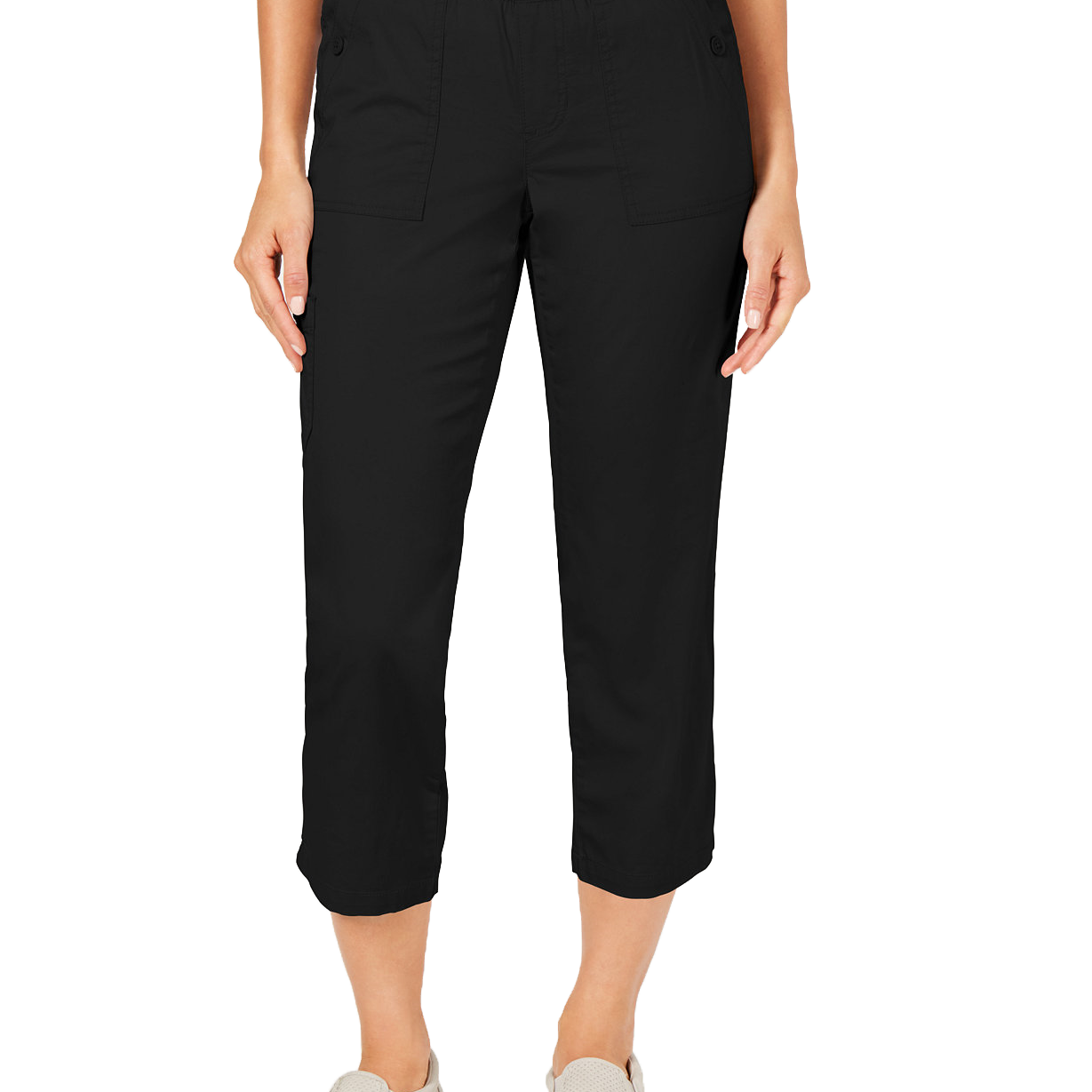 Style & Co Women Pull On Utility Capris Deep Black