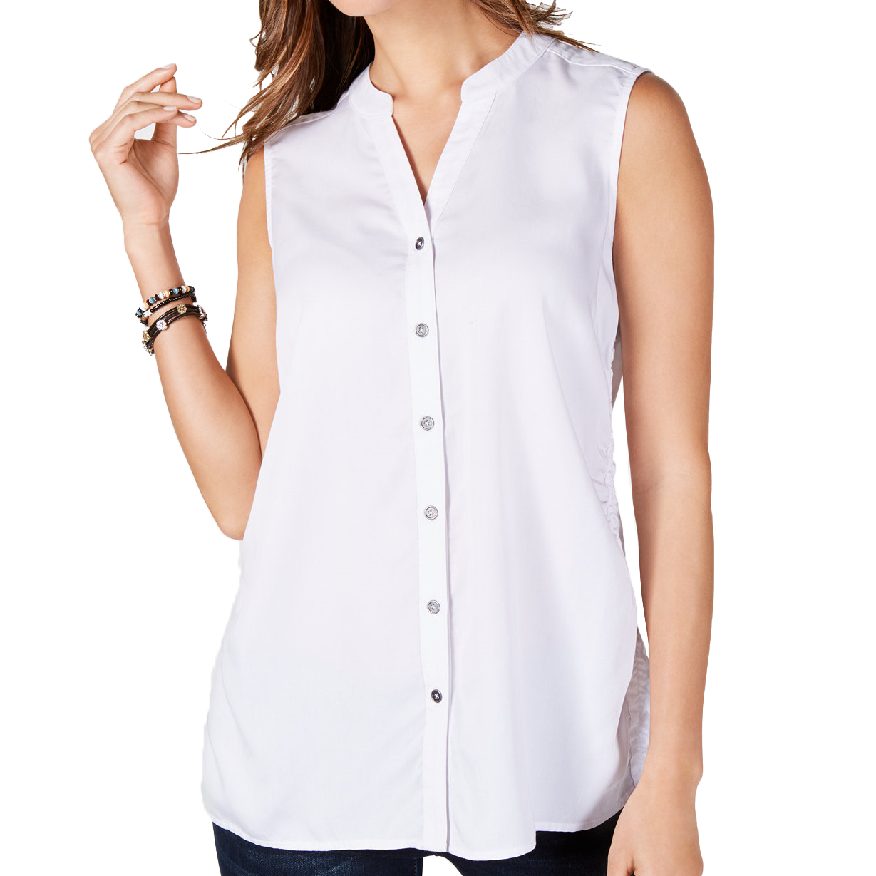 Style & Co Women Sleeveless Blouse Bright White